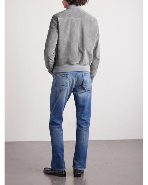 Tom Ford Gray Slim-Fit Suede Bomber Jacket for men