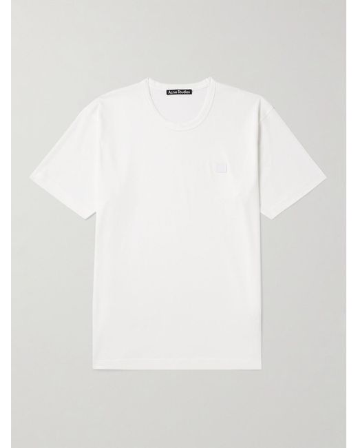 Acne White Nash Logo-Appliquéd Cotton-Jersey T-Shirt for men
