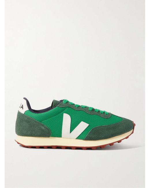 Veja Green Rio Branco Leather-trimmed Alveomesh And Suede Sneakers for men