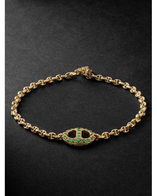 Bracciale in oro 18 carati con smeraldi e diamanti di Hoorsenbuhs in Black da Uomo