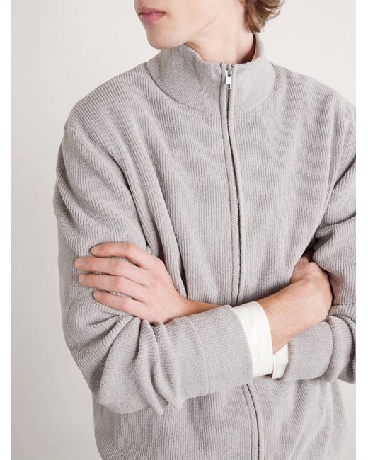 NN07 White Danny 6429 Ribbed Bouclé Zip-up Cardigan for men