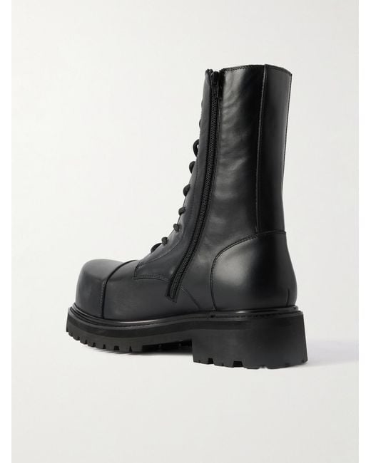 Vetements Black Stomp Leather Combat Boots for men