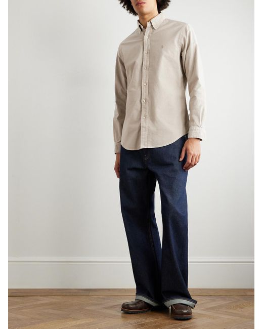 Polo Ralph Lauren Natural Slim-fit Button-down Collar Logo-embroidered Cotton Oxford Shirt for men