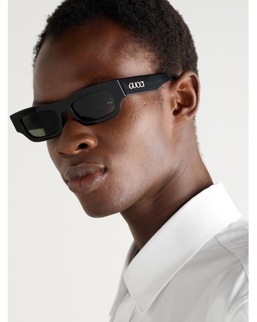Gucci Black Rectangular-Frame Acetate Sunglasses for men