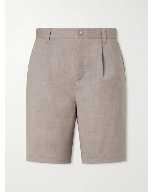 Frescobol Carioca Gray Serano Pleated Wool Shorts for men