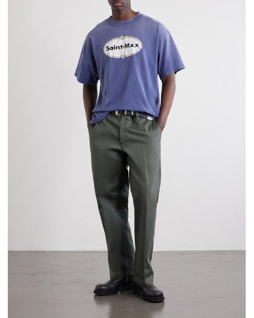 SAINT Mxxxxxx Blue Logo-Print Cotton-Jersey T-Shirt for men