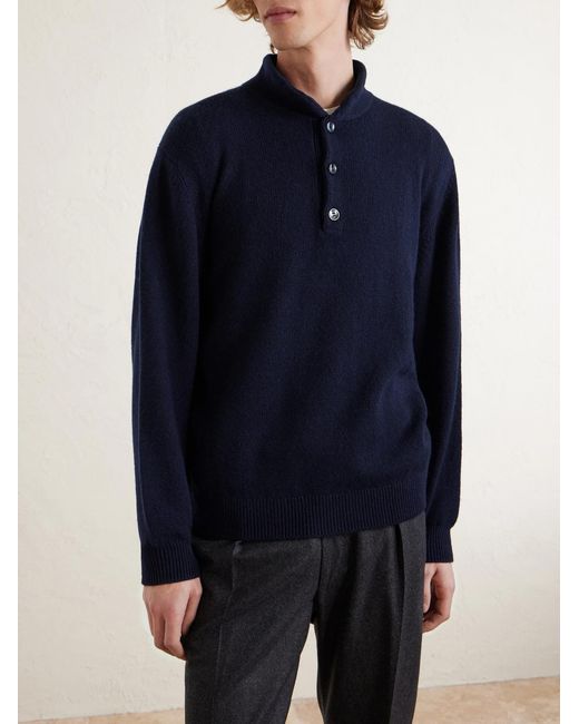 Umit Benan Blue Francis Cashmere Polo Sweater for men