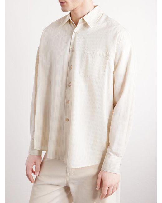 Our Legacy Natural Above Striped Lyocell Shirt for men