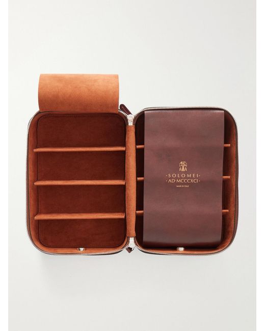 Brunello Cucinelli Purple Leather Sunglasses Case for men