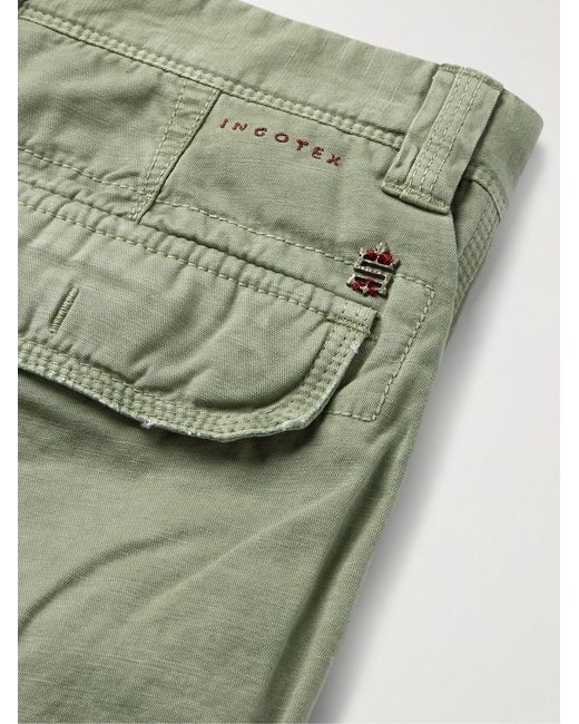 Slowear Green Cotton And Linen-Blend Cargo Shorts for men