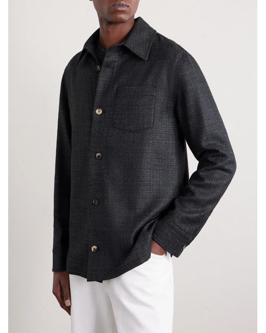 Gabriela Hearst Blue Drew Wool And Silk-blend Overshirt for men