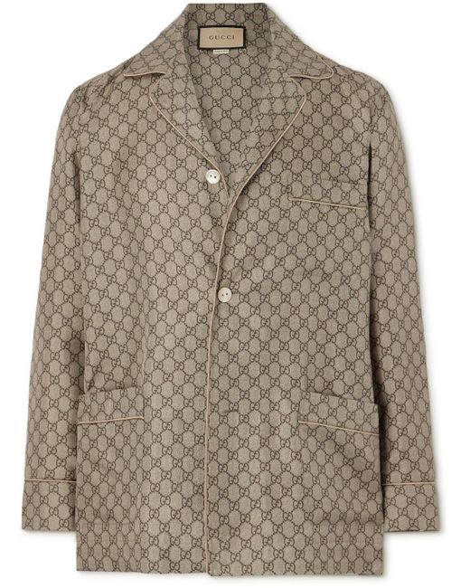 Gucci Brown Monogrammed Silk Blazer for men