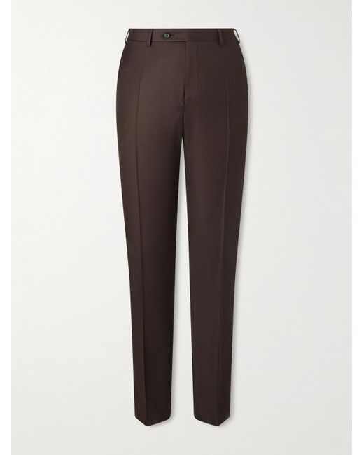 Canali Brown Tapered Wool-twill Suit Trousers for men