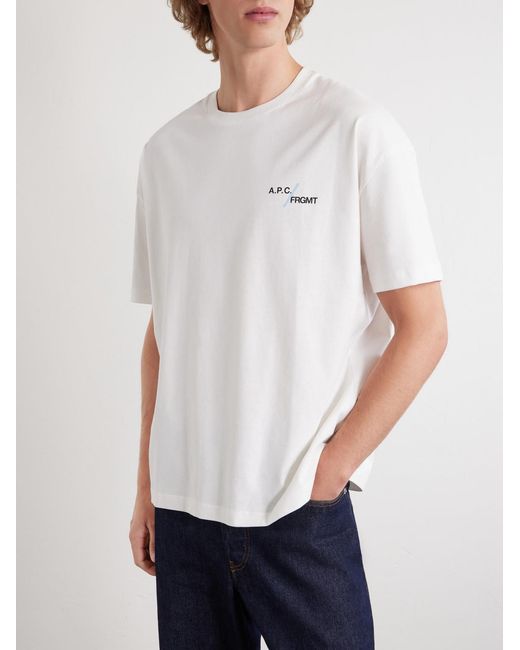 A.P.C. White Fragment Logo-Print Cotton-Jersey T-Shirt for men