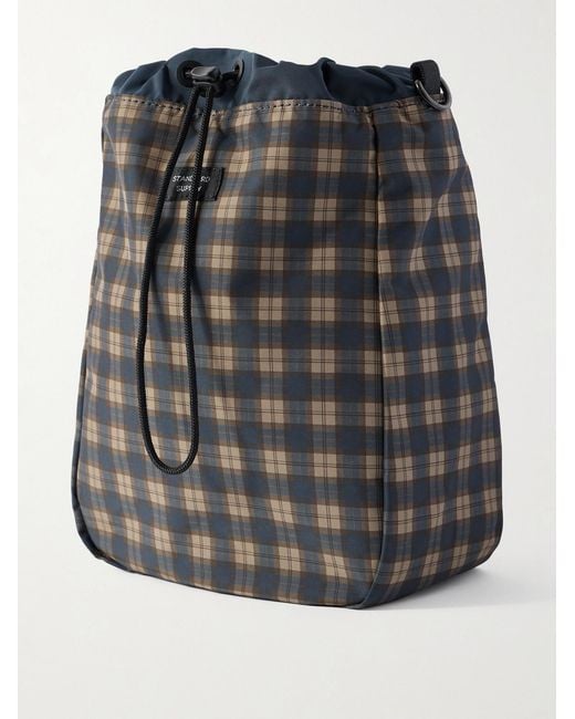 (w)taps Black Checked Shell Messenger Bag for men