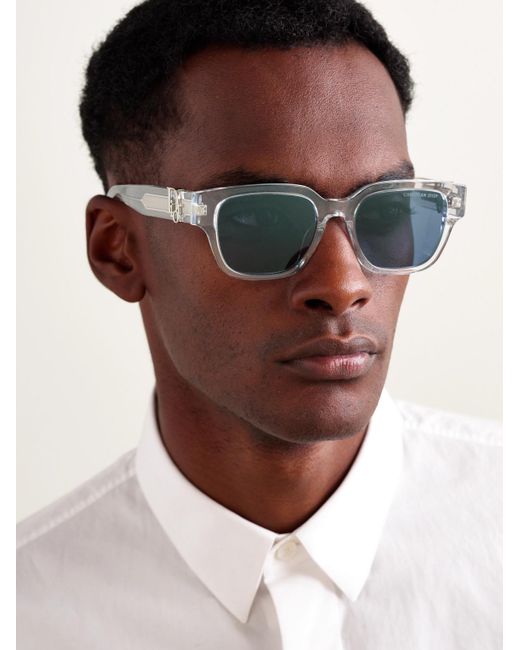 Dior Blue Dior Oblique S1I Transparent Square Acetate Sunglasses for men