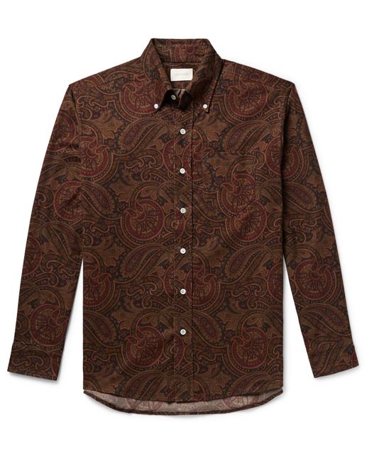 Aimé Leon Dore Brown Button-down Collar Paisley-print Cotton-corduroy Shirt for men
