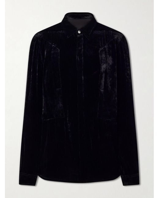 Rick Owens Blue Fogpocket Velour Jacket for men