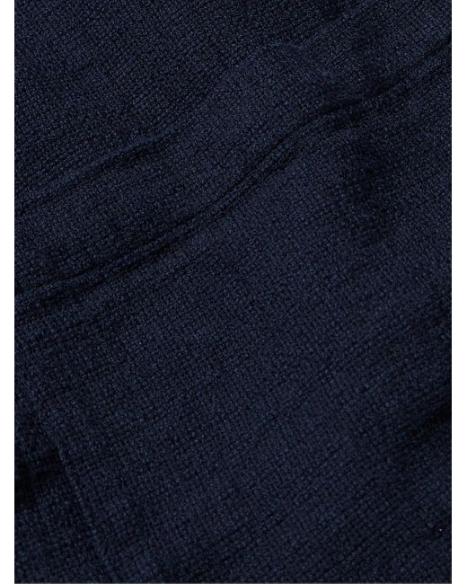 Folk Blue Convertible-collar Cotton-gauze Shirt for men