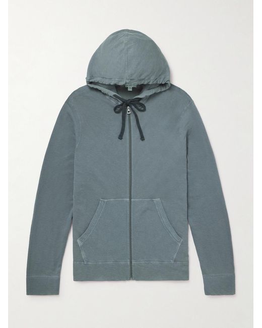 James Perse Blue Loopback Supima Cotton-Jersey Zip-Up Hoodie for men