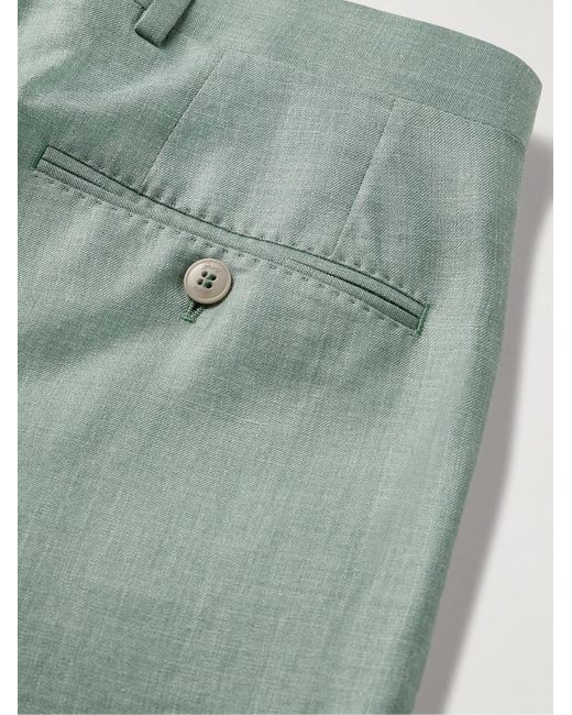 Brioni Ischia schmal geschnittene Anzughose aus einer Mischung aus Seide in Green für Herren