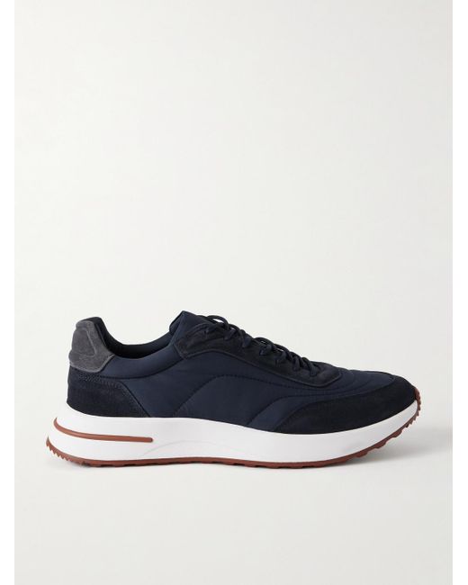 Loro Piana Blue Weekend Walk Storm System Suede-Trimmed Shell Sneakers for men