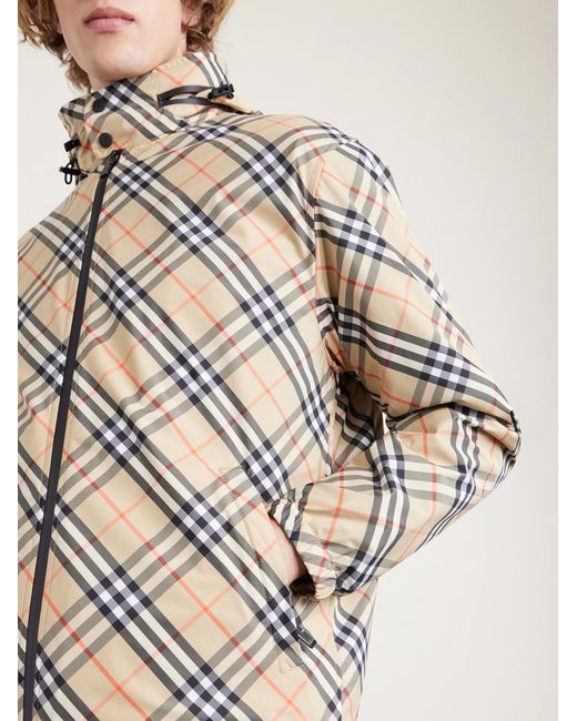 Burberry White Hooded Checked Shell Jacket for men