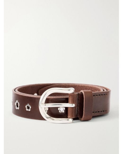 Our Legacy Brown 3.5Cm Flower Embellished Leather Belt for men