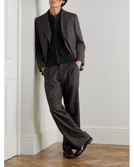 Oliver Spencer Black Rossell Cable-Knit Organic Cotton Shirt for men