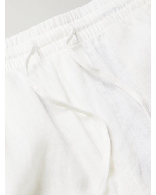 Shorts in lino con coulisse e logo ricamato Prepster di Polo Ralph Lauren in White da Uomo