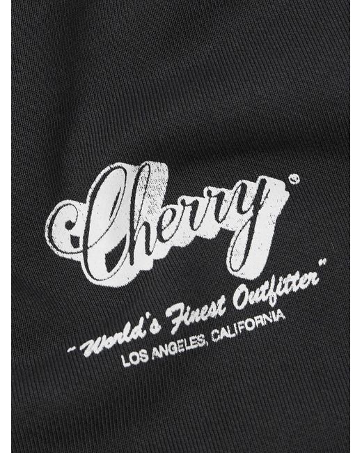 CHERRY LA Wilderness Henley Sweatshirt aus Baumwoll-Jersey mit Logoprint in Black für Herren