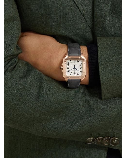 Cartier Black Santos Automatic 18-Karat Rose Interchangeable Watch, Ref. Wgsa0011 for men