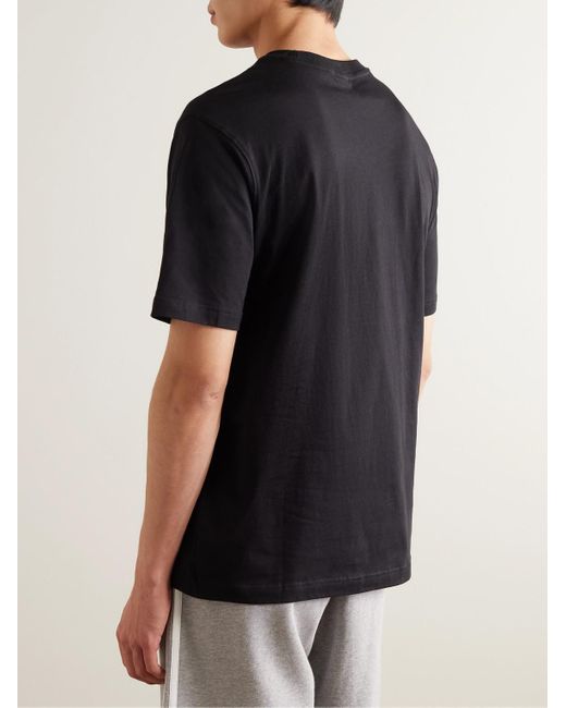 Adidas Originals Black Essentials Logo-embroidered Cotton-jersey T-shirt for men