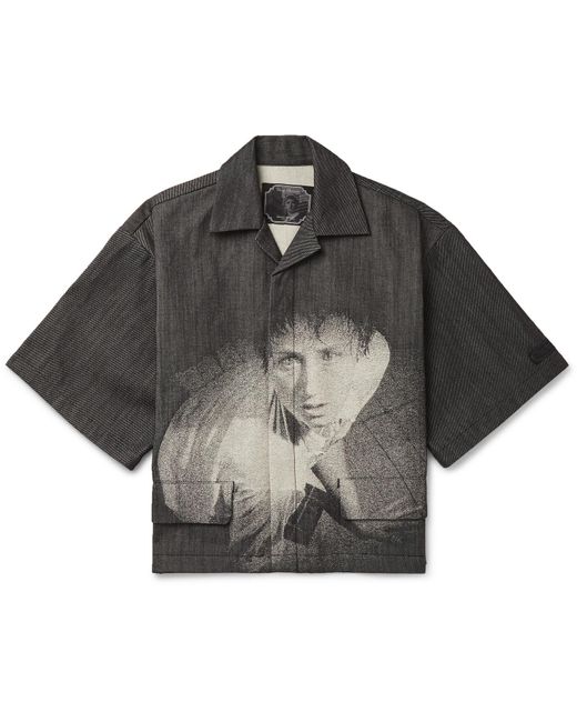 Undercover Black + Cindy Sherman Camp-collar Printed Denim Shirt for men