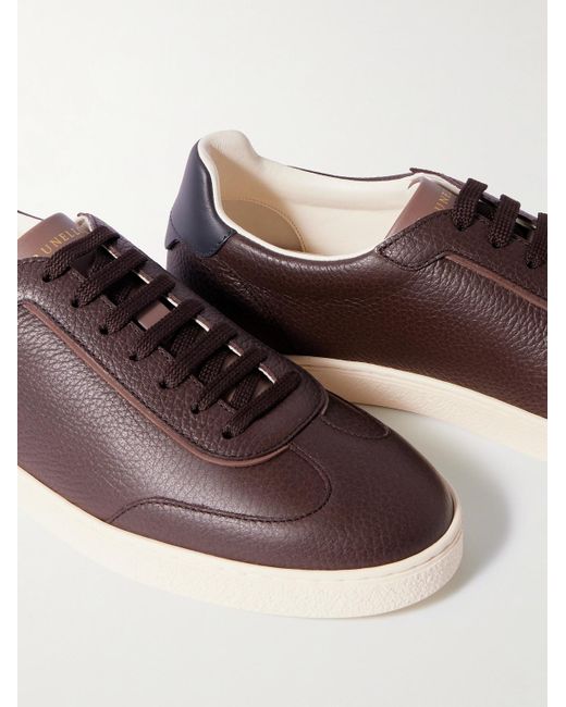 Brunello Cucinelli Brown Coda Di Rondine Leather Sneakers for men