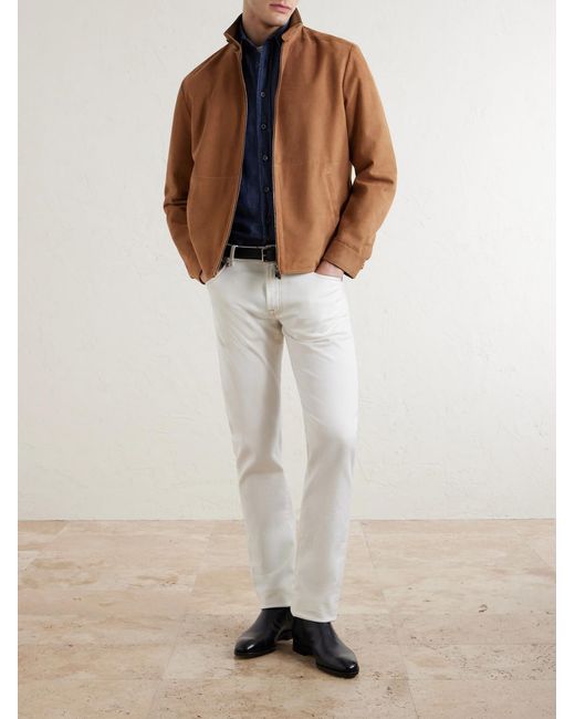 Canali Brown Suede Harrington Jacket for men