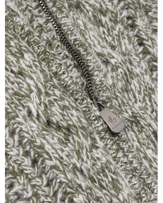 Piacenza 1733 Gray Cable-knit Virgin Wool Zip-up Sweater for men