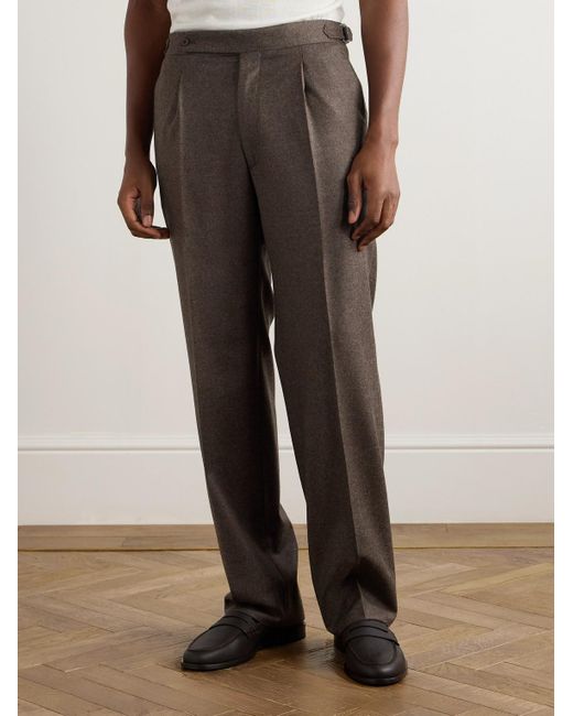 STÒFFA Gray Straight-Leg Pleated Wool And Cashmere-Blend Trousers for men