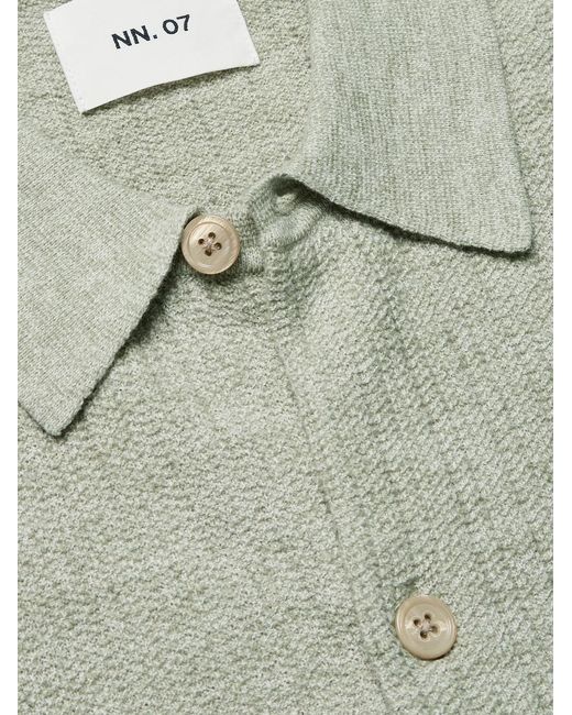 NN07 Green Nolan 6695 Textured-Knit Organic Cotton Shirt for men