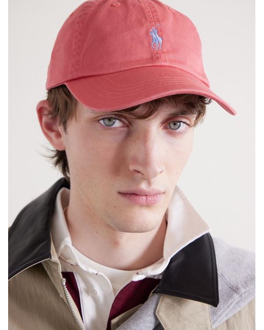 Polo Ralph Lauren Pink Logo-Embroidered Cotton-Canvas Baseball Cap for men