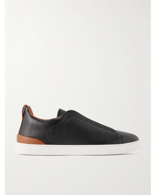 Zegna Triple StitchTM Slip-ons aus vollnarbigem Wildleder in Black für Herren