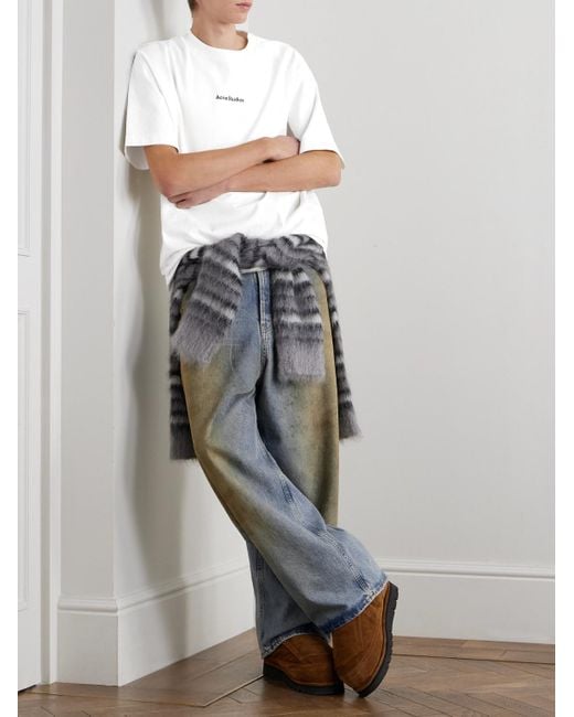 Acne Blue Straight-Leg Distressed Jeans for men