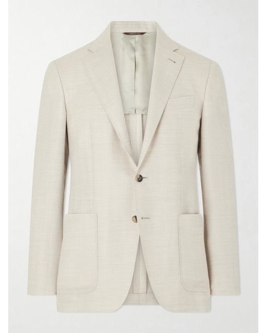 Canali Natural Kai Herringbone Wool, Linen And Silk-Blend Blazer for men