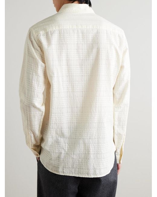 Oliver Spencer Natural Connell Checked Organic Cotton-seersucker Shirt for men