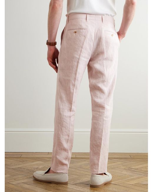 Mr P. Pink Phillip Slim-Fit Linen Suit Trousers for men