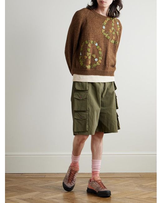 STORY mfg. Brown Bulb Appliquéd Organic Cotton Sweater for men