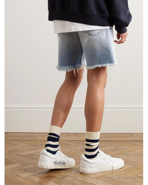 GALLERY DEPT. Blue Indiana Slim-Fit Straight-Leg Distressed Denim Shorts for men