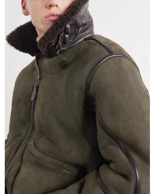Polo Ralph Lauren Green Shearling Flight Jacket for men
