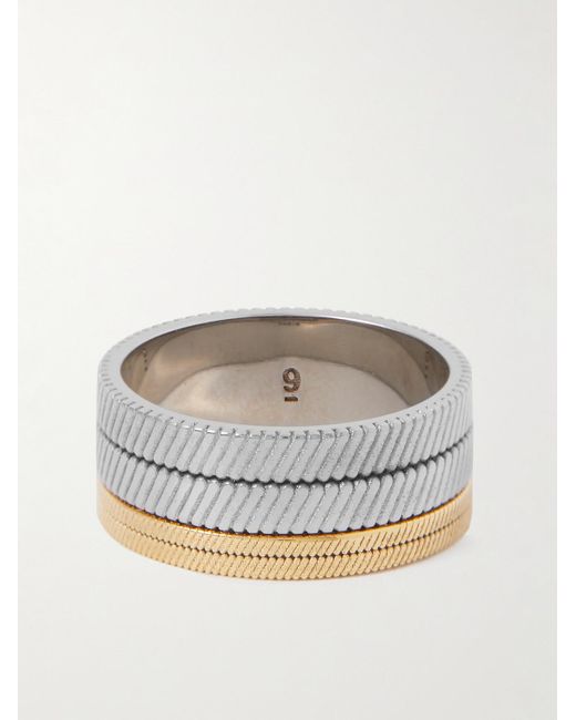 Saint Laurent Gray Tandem Silver- And Gold-tone Ring for men