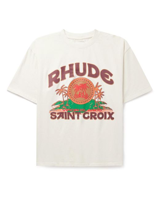 Rhude White Saint Croix Logo-print Cotton-jersey T-shirt for men